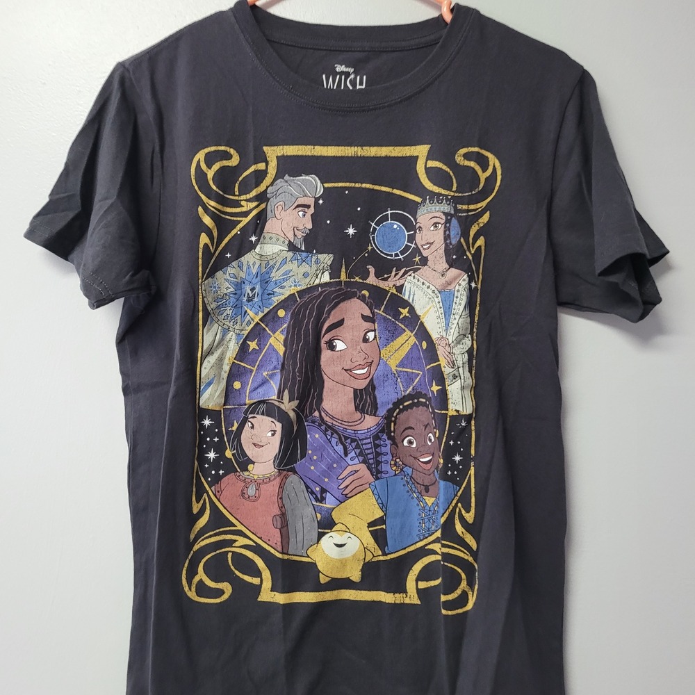 Disney Wish Asha King Magnifico Queen Amaya Graphic T-Shirt Charcoal Gray Mens M